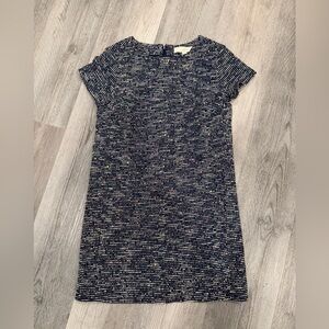LOFT Navy and White Tweed Mini Dress